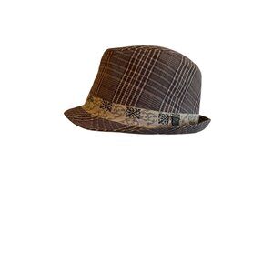 Peter Grimm L/XL‎ Plaid Fedora Hat With Decorative Band Urban Street